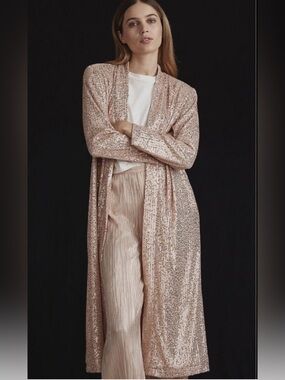 Anthropologie Mauve Sequins Duster NWT